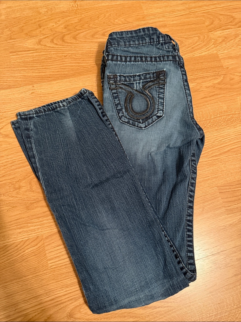 Miss Me Dark Blue Boot Cut Jeans with Embroidered Pocket